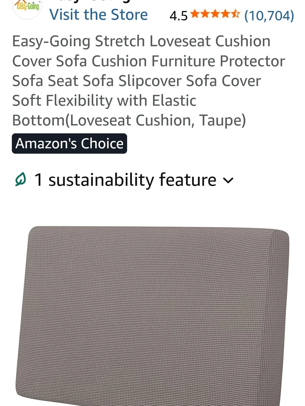 Easy-Going Stretch Loveseat Cushion Cover in Taupe